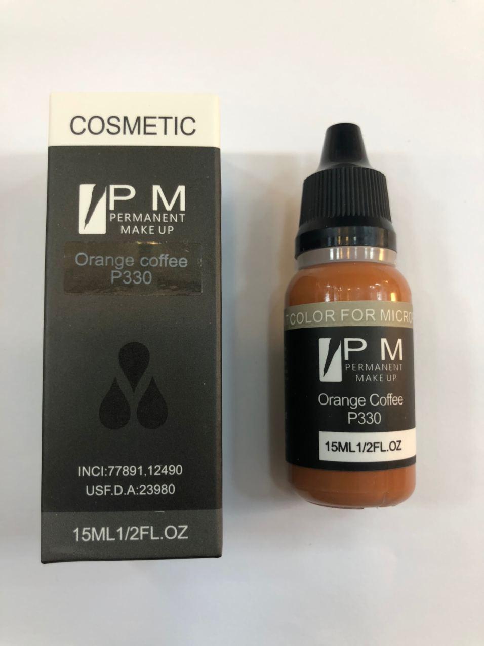 PM Permanent Makeup Pigment / Goochie High End Brand on Orange Coffee